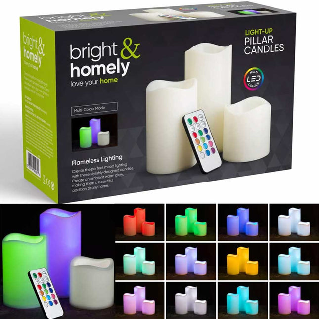 Colour Changing LED Candle Flameless Flickering LED Wax Mood Set with Remote