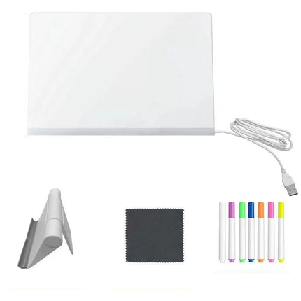 DIY Light-Up Rewritable Acrylic Message Board - 30x20CM, 7 Pens Included | Kids’ Drawing & Writing Lamp
