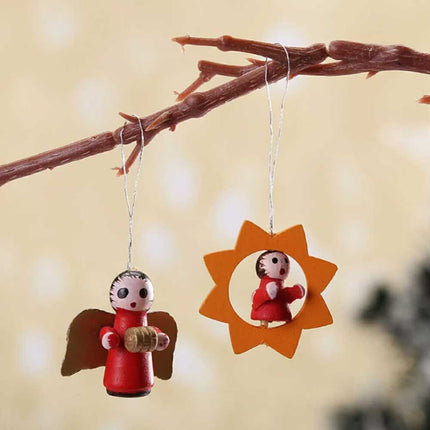 Pendant Miniature Wooden Christmas Tree Decor Figures Hanging Xmas Ornament Set