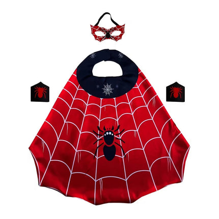 4Pcs Superhero Cosplay Costume, Boys Girls Fancy Dress Kit with Cape & Mask