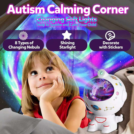 Creative sitting vortex astronaut starry sky projection light atmosphere light astronaut nebula night light