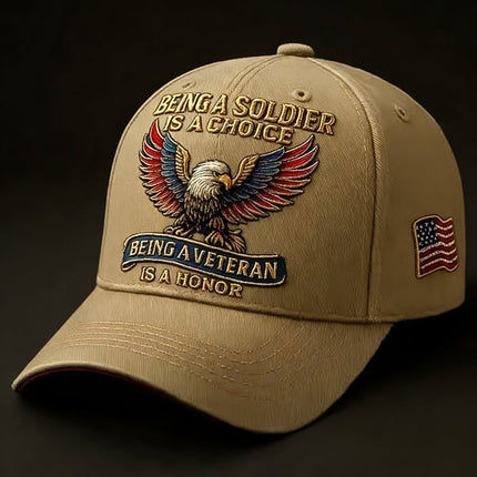 Veteran Commemorative Baseball Cap - "Being a Soldier" Embroidered Patriotic Camo Hat