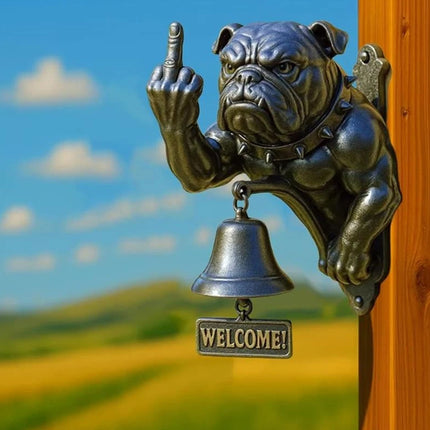 Funny Bulldog Design Doorbell - Rustic Cast Iron Door Ring