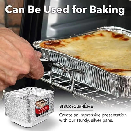 20Pcs Rectangle Disposable Aluminum Foil Air Fryer Pans - BBQ Drip Pans & Food Packaging Trays, No-Cover Design for Baking, Roasting, Grilling, Meal Prep & Leftovers Storage