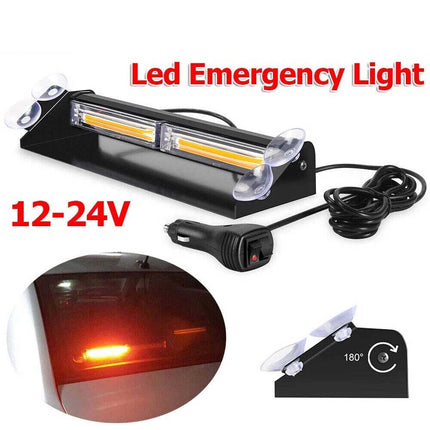 12V-24V Amber LED Warning Strobe Beacon Car Roof Flashing Recovery Light Bar