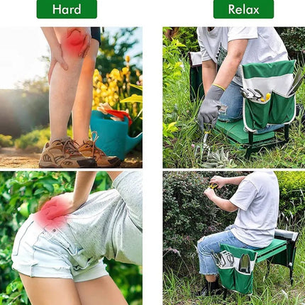 Foldable Garden Kneeling Stool with Detachable Tool Bag Multifunctional Yard Work Seat