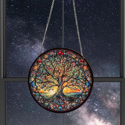3 Pcs Tree of Life Acrylic Hanging Ornament Indoor Outdoor Home Garden Wall Art Decor