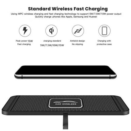 Car Wireless Fast Charging Charger Mat Non-Slip Pad Holder 1M Cable For Smart Phones