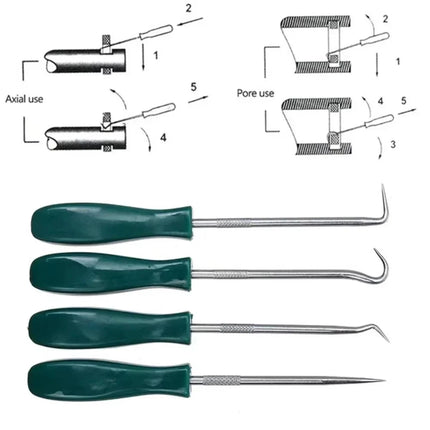 4pc Pick and Hook Tool Kit – Ideal for O-Ring, Seal, and Hose Removal in Garage