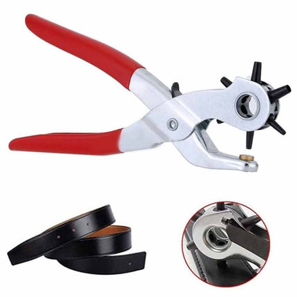 Leather Belt Puncher Eyelet Hole Paper Punch Punching Plier Revolving Craft Tool