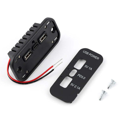 12V-24V Car Charger DUAL USB+PD Adapter Power Socket Charging 3 Ports Panel 36W