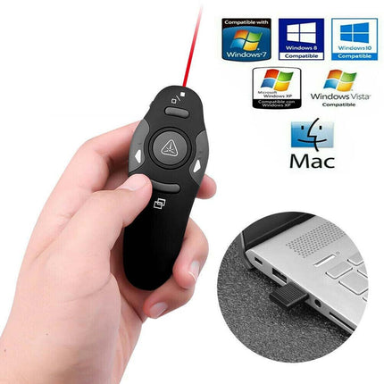 Wireless USB Presenter PowerPoint Pointer Clicker Pen Laser PPT Remote Control