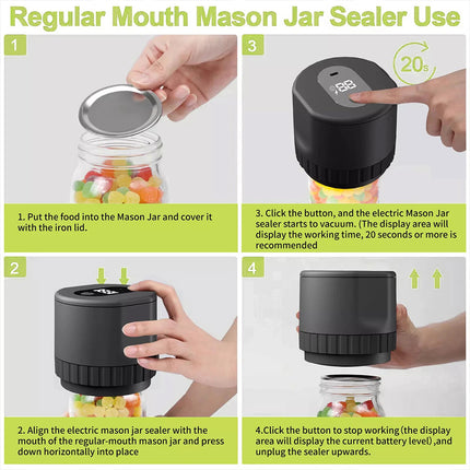 Electric Mason Jar Vacuum Sealer Kit Full Automatic Jar Sealer Mason Jar Lids