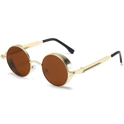 Classic Steampunk Sunglasses for Men and Women Retro Round Metal Frame Sunglasse
