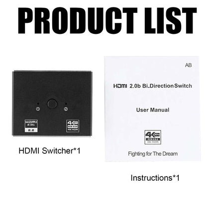 4K@120Hz HDMI 2.1 Splitter Switch 1in 2out / 2in 1out 60Hz UHD HDTV PC
