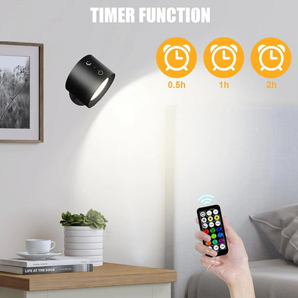 Rechargeable RGB LED Wall Sconce Lights, Magnetic Wall Mounted Night Lamp with Remote Control