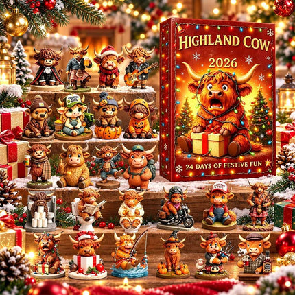 Highland Cow Christmas Advent Calendar 2026 24 Day Countdown Acrylic 2D Figure Gift