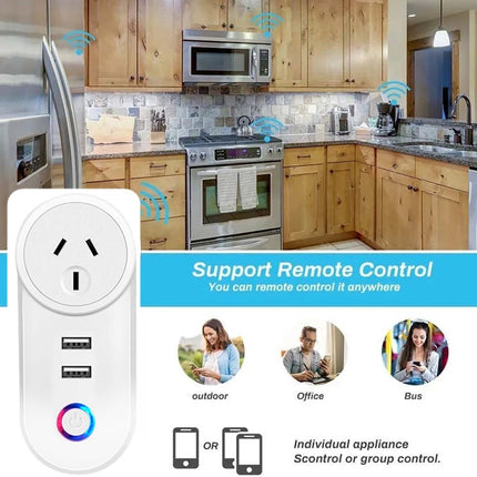 WiFi Smart Socket, Dual Plug Home Outlet Adaptor, Works with Alexa & Google Home