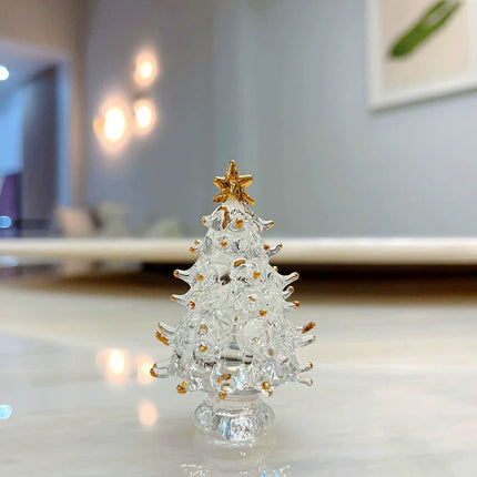 Cute Crystal Tree Figurine , Christmas Miniature Tree Home Decor with Protective Cover