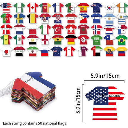 2026 World Cup Football Bunting Banner, 49Pcs Jersey Shape Flags, Sports Event Party Decoration