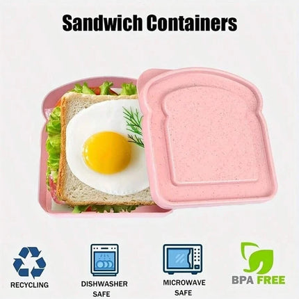 2pcs Reusable Sandwich & Bread Storage Boxes - BPA-Free Lunch Containers for Kitchen Food Storage