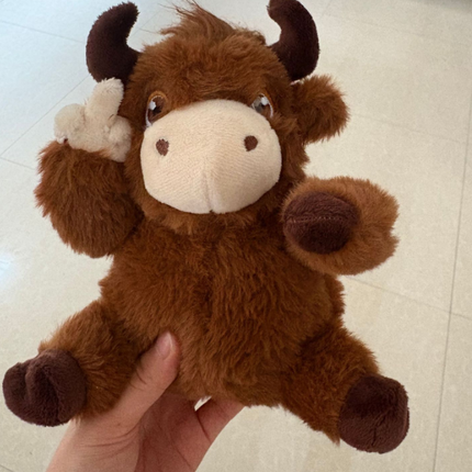 Fluffy Plush Farm Animal Toys - Black-White Cow, Pink Pig & Brown Highland Cow Plush Stuffed Dolls