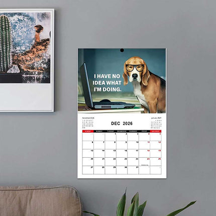 2026 Funny Desk Dogs Calendar, Month-to-View Hanging Dog Calendar for Home & Office