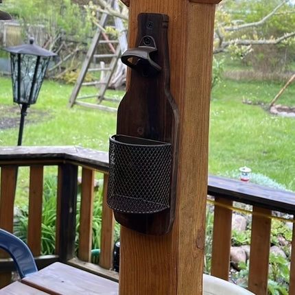 Wall Mounted Beer Bottle Opener with Cap Catcher Bar Kitchen Accessory