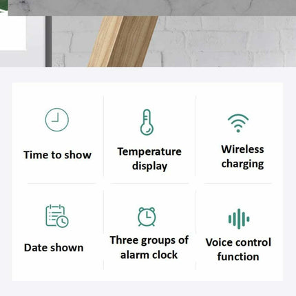 Modern Wooden Wood Digital LED Desk Alarm Clock Thermometer for Wireless Charger