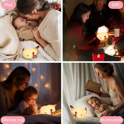Cute Axolotl Nursery Sleeping Lamp Silicone USB Rechargeable Table Lamp