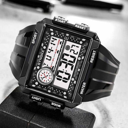 Fashion Men Sports Electric Watch Waterproof Shock Resist Large Screen Watch