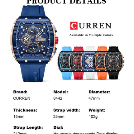 Men's Quartz Chronograph Wrist Watch, 3ATM Water Resistant, Silicone Strap Casual Sports Watch