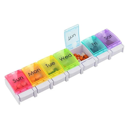7‑Day Pill & Tablet Sorter Weekly Medicine Storage Box with Easy Push‑Button Design