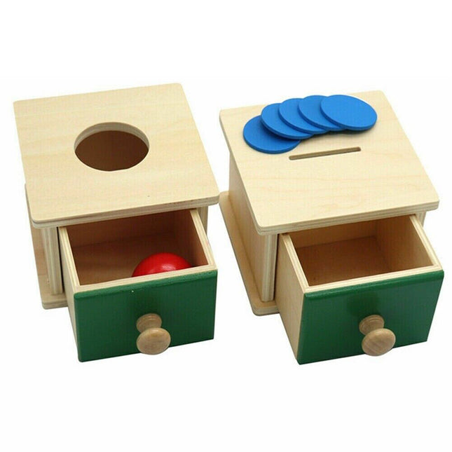 Wooden Educational Object Permanence Coin Box Ball Toy Early Learning