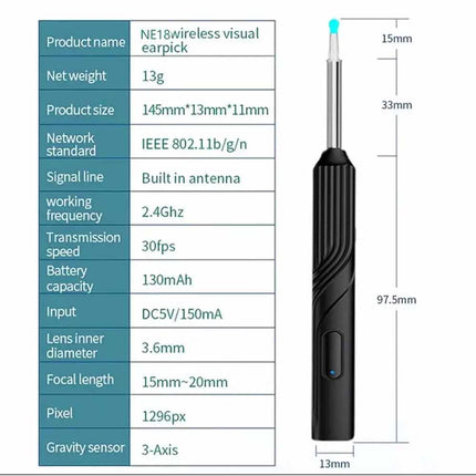 Wireless Ear Wax Remover Camera HD Ear Endoscope Spoon Pick Cleaning Tools Kit