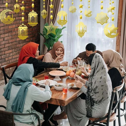 8 Pcs Eid Mubarak Hanging Pendant Ramadan Islamic Muslim Party Decoration Streamer Banner