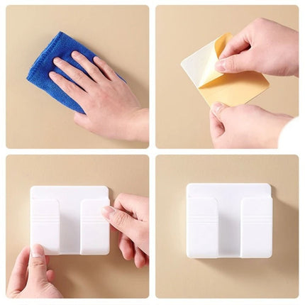 4Pcs Wall Mounted Remote Control Storage Rack Mobile Phone Holder Home Decor