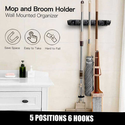 Broom Hanger Mop Holder Wall Mounted Brush Storage Rack Organizer Kitchen Tool