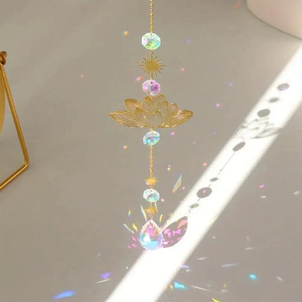 6PCS Lotus Sun Catcher Crystal Light Witchy Suncatcher Prism Rainbow Window Hanging