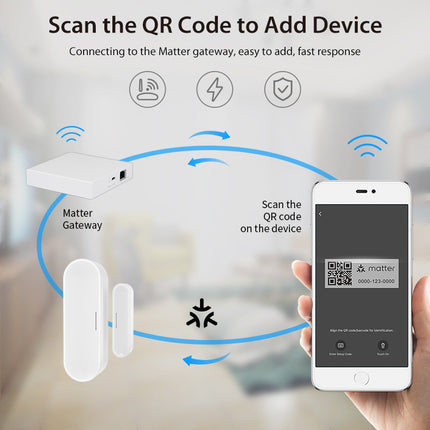 Smart Door Window Sensor, Matter Thread WiFi Magnetic Alarm with Phone Alert