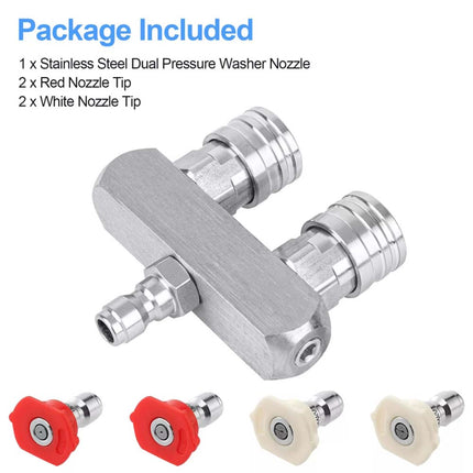 Dual Angle Pressure Washer Spray Nozzle 1/4" Quick Connect