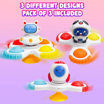 Baby Toys 3pcs Fidget Spinner Space Bath Spinner Space Suction Cup Fun Play Set