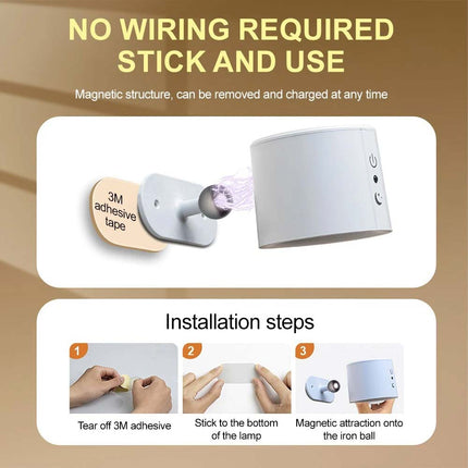 Rechargeable LED Wall Sconce Light, Magnetic Wall Mounted Night Lamp with Remote Control