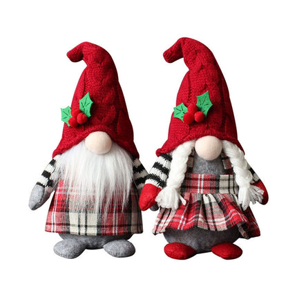 2Pcs Christmas Gnome Plush Dolls Xmas Dwarf Elf Home Decor Ornaments
