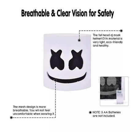Marsh Mello-DJ Face Mask Helmet Cosplay Marshmallow Bar Music Party Costume Mask