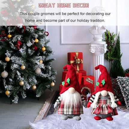 2Pcs Christmas Gnome Plush Dolls Xmas Dwarf Elf Home Decor Ornaments