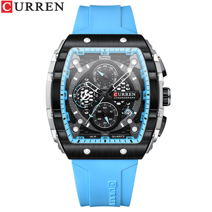 Men's Quartz Chronograph Wrist Watch, 3ATM Water Resistant, Silicone Strap Casual Sports Watch