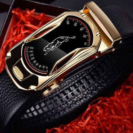 Mens Leather Belt Detachable Waistband Cuttable Strap Automatic Steel 120CM