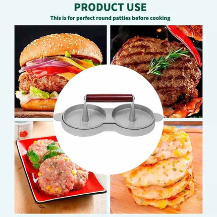 Double Burger Press Hamburger Maker Non-Stick Aluminum Beef Patty Mold for BBQ