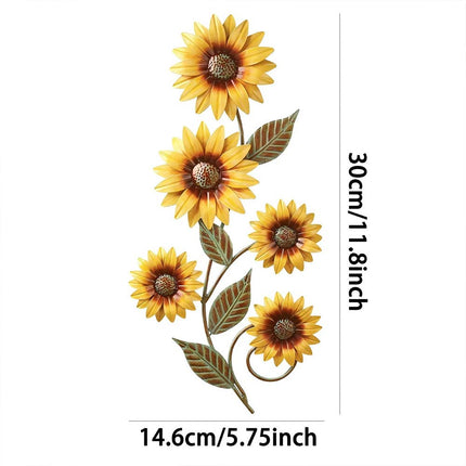 3D Metal Sunflower Wall Art Decor Rustic Floral Ornament for Outdoor Garden & Indoor Home Decoration